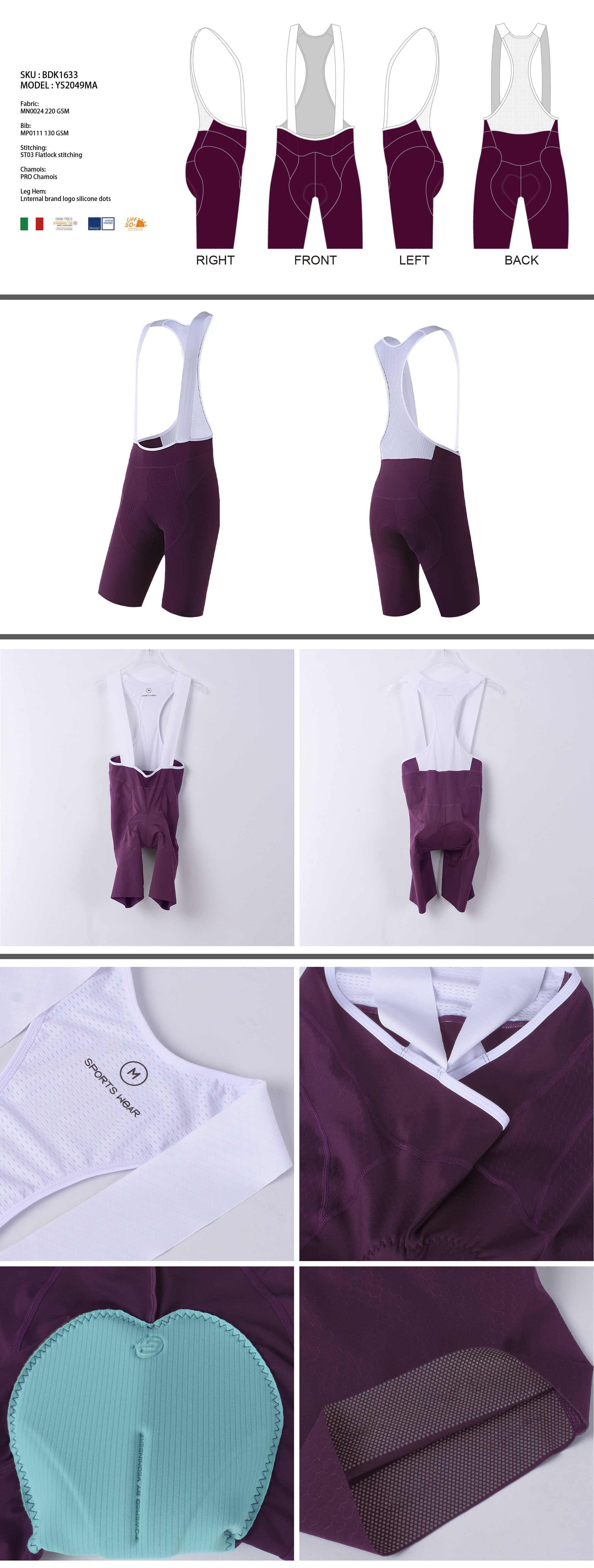 purple pro cycling bib shorts