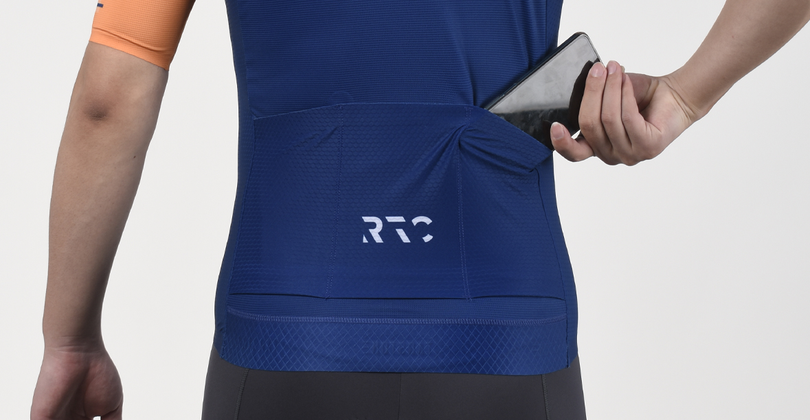 orange and blue cycling jersey