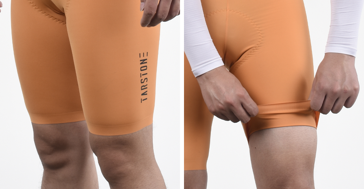 orange cycling bib shorts