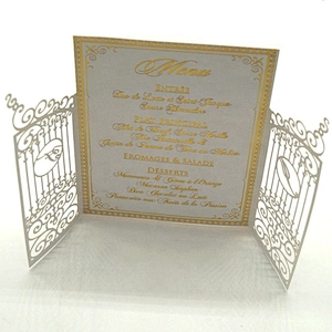 High-End Custom Elegant Laser Cut Hollow Out Ivory Greeting Card With Gold Foil Hot Stamping Wedding Invitation Card