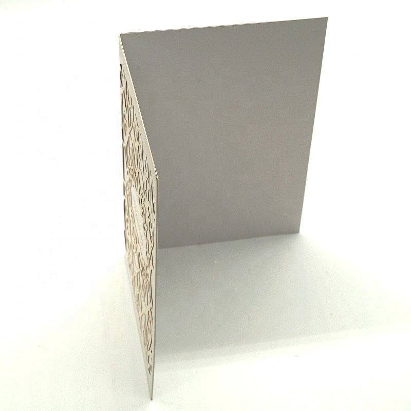 Wholesale Luxury Laser Cut Sliver Glitter Pearl Paper Wedding Invitations With Gold Foil Stamping Logo