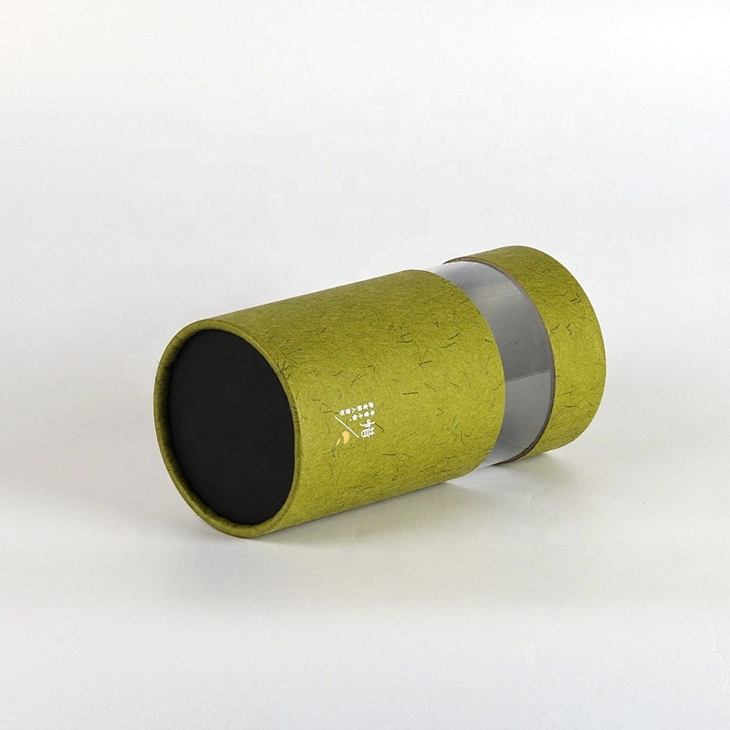 Custom cardboard Tube For Tea Canister Packaging Box Cylinder Paper Box With Round PVC Window
