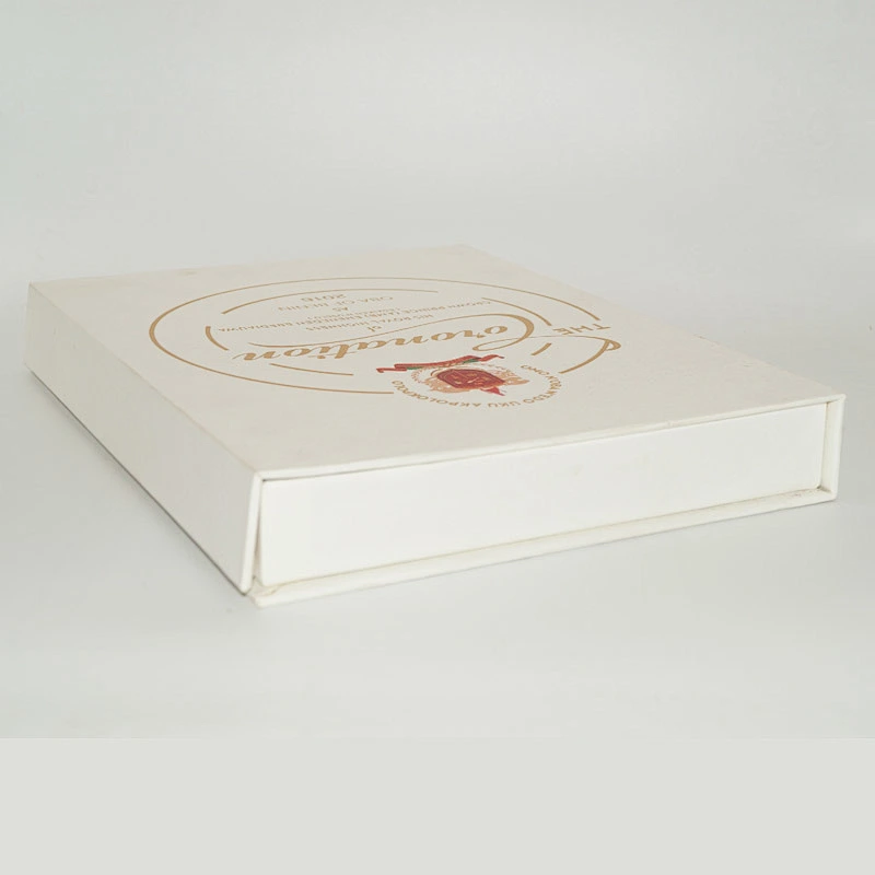 Custom Elegant White Book Shape Rigid Cardboard Magnetic Gift luxury wedding invitation box With logo Gold Foil Hot Stamping