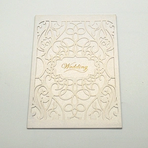 Wholesale Luxury Laser Cut Sliver Glitter Pearl Paper Wedding Invitations With Gold Foil Stamping Logo
