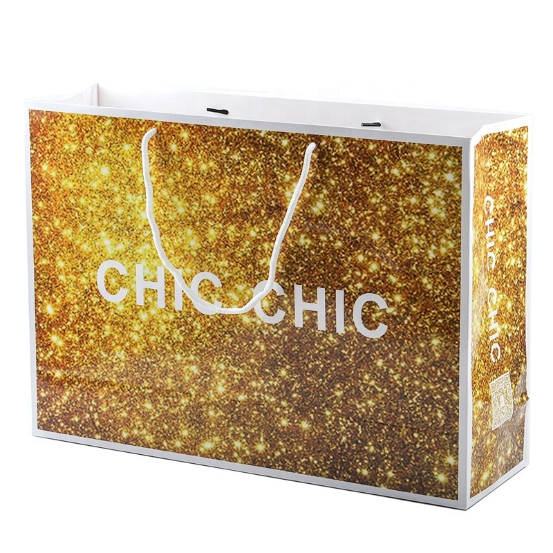 OEM Custom Luxury logo Gift Craft Shopping White Kraft Paper Bag With Handle factory