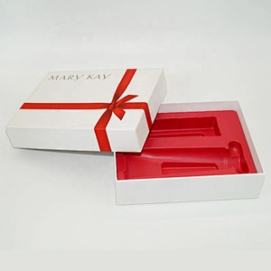 Bow Ribbon Printing Packing Cardboard Shipping paper box custom logo for skincare cosmetics with inner tray