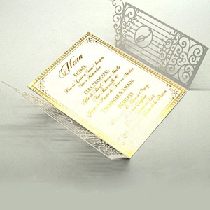 High-End Custom Elegant Laser Cut Hollow Out Ivory Greeting Card With Gold Foil Hot Stamping Wedding Invitation Card