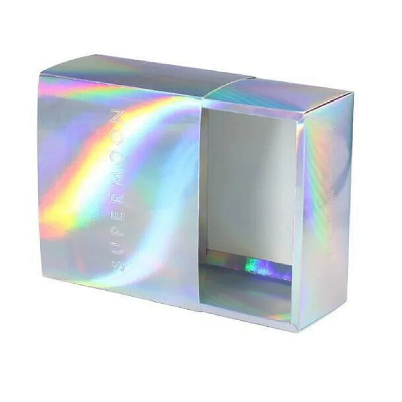 Custom Sliding Foldable Holographic Foil Drawer Gift Mailer Paper Box Logo Packaging