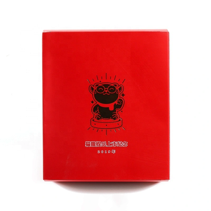 Custom One Piece Flat Folding  Red Paper Box With Clear Window For Gift Packing