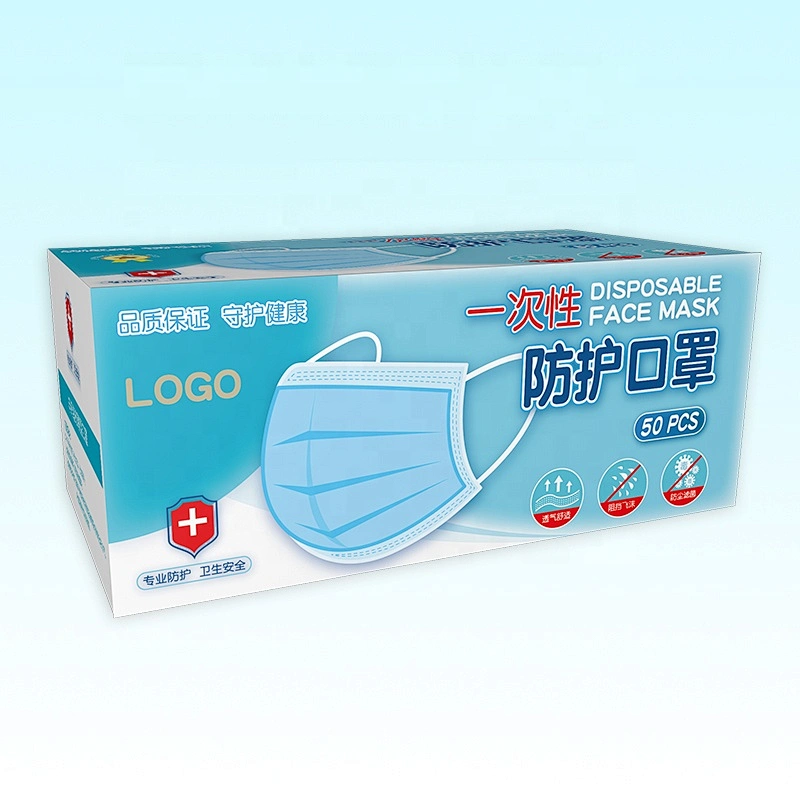 OEM Customize Surgical Face Mask Medicine Packaging Paper Box 50 PCS Face mask Box