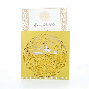 Chinese retro custom printed laser cut wedding invitations