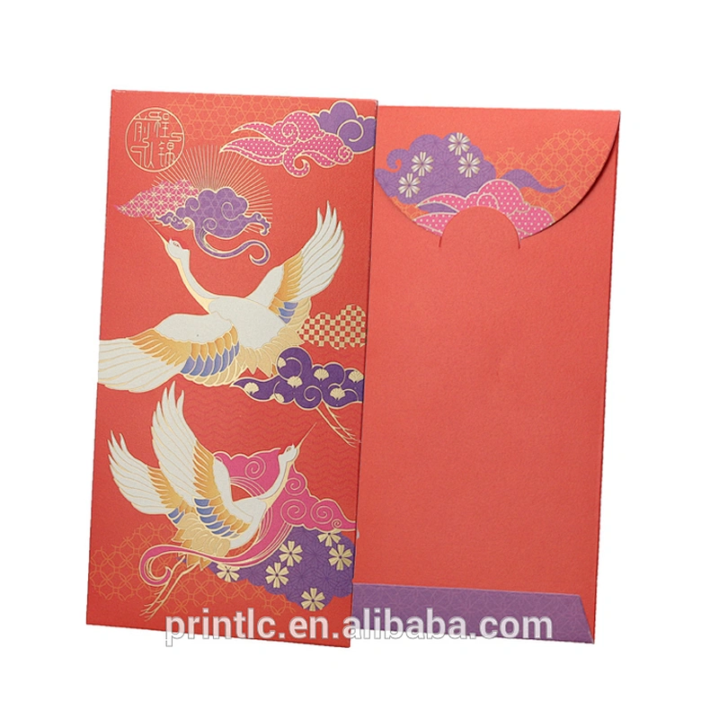 New Year's Red envelope with gold leaf design packaging hongbao gift money envelope custom design