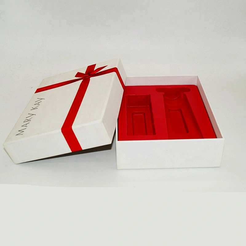 Bow Ribbon Printing Packing Cardboard Shipping paper box custom logo for skincare cosmetics with inner tray