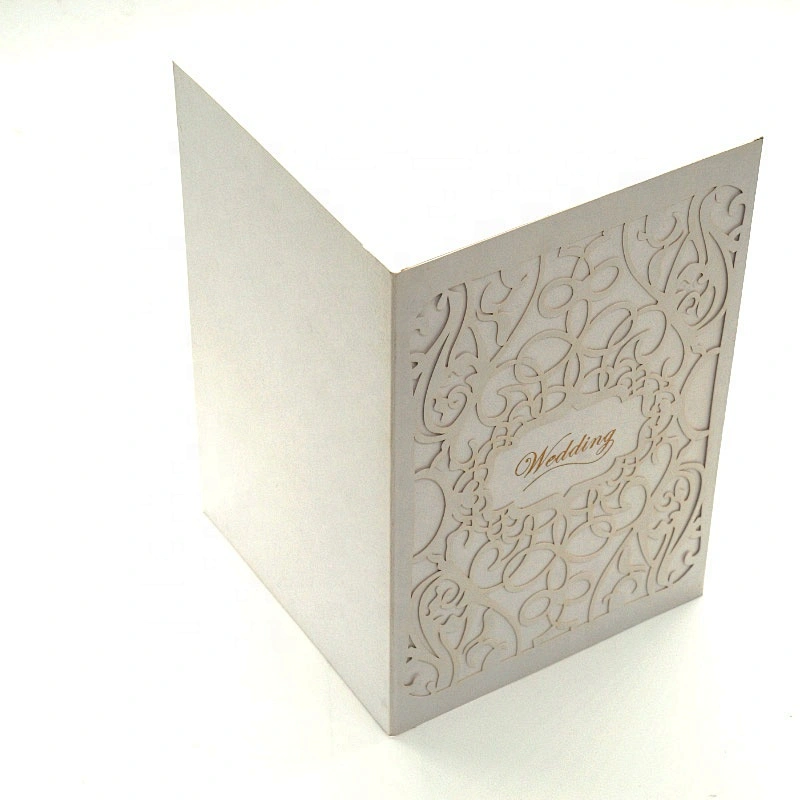 Wholesale Luxury Laser Cut Sliver Glitter Pearl Paper Wedding Invitations With Gold Foil Stamping Logo