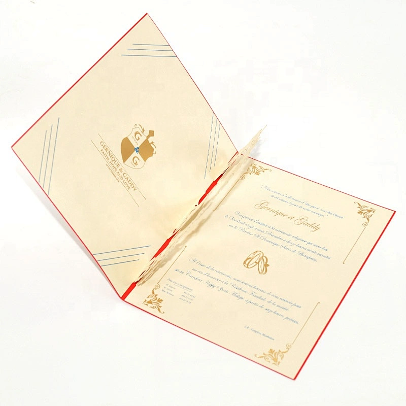 Wholesale Custom Unique Foldable 3D Greeting Card Stamping Fancy Paper Wedding Card