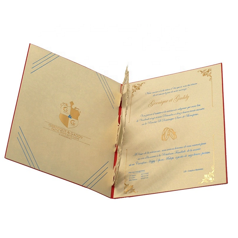 Wholesale Custom Unique Foldable 3D Greeting Card Stamping Fancy Paper Wedding Card