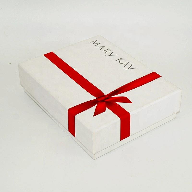 Bow Ribbon Printing Packing Cardboard Shipping paper box custom logo for skincare cosmetics with inner tray