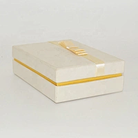 Custom Luxury White 2 Piece Lid And Base Paper Gift Box With Ribbon Packaging Cardboard Box