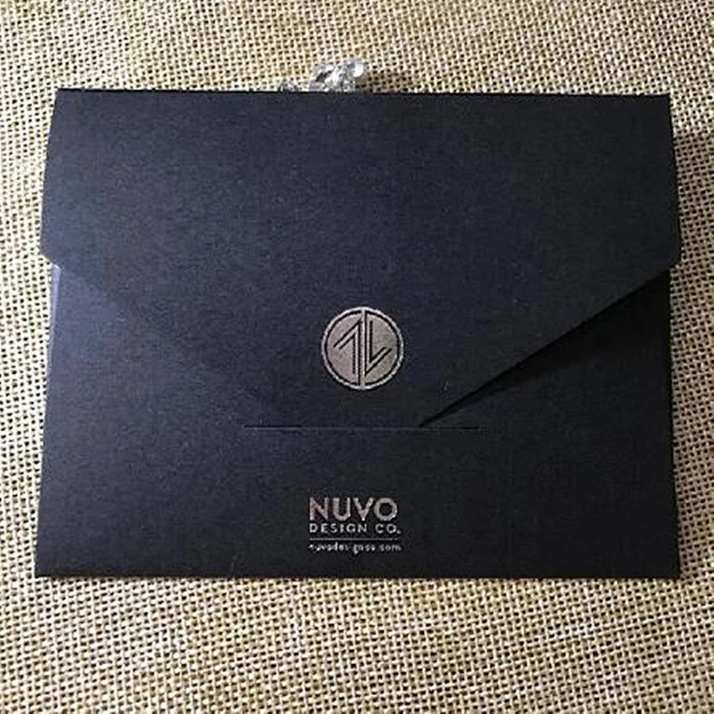 Custom black paper hot foil stamping envelope paper box packaging