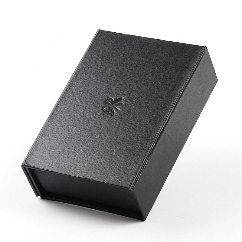 Honourable Black Flat Folding Packing Rigid Cardboard Book Shape Magnetic Closure Gift Box With Debossed Butterfly Logo