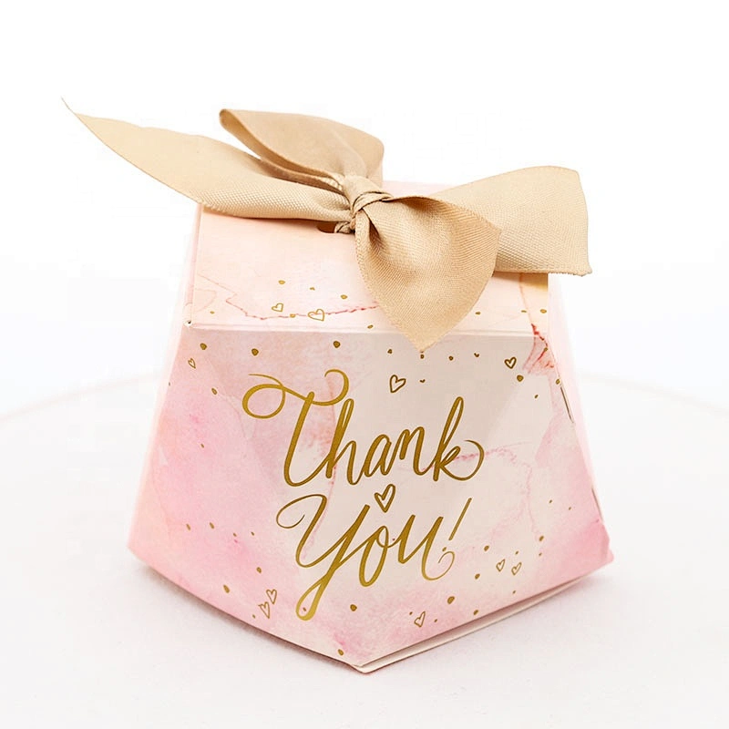 New Diamond-Shaped Personality Creative Indian Wedding Favor Candy Manufacturers Paper Gift Boxes With Bow Ribbon
