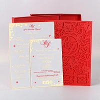 Hight-End Custom Luxury Gold Foil Stamping Wedding Invitation Box Laser Cut Invitation Card Set