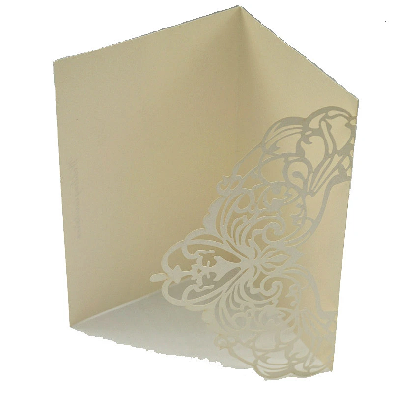 China Supply Wholesale Simple Laser Cut White Blank Wedding Invitations Greeting Card