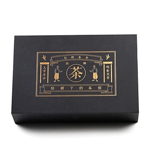 Luxury Custom Packing Tea Book Shape Magnetic Cardboard Gift Box With a Slotted Inner Carrier