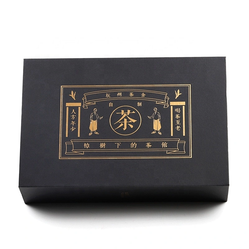 Luxury Custom Packing Tea Book Shape Magnetic Cardboard Gift Box With a Slotted Inner Carrier