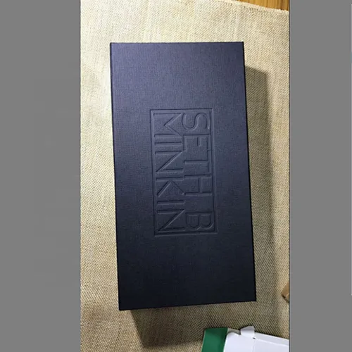 Black fancy texture paper hair package satin lined gift box