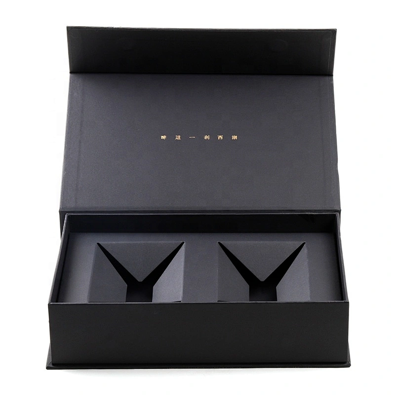 Luxury Custom Packing Tea Book Shape Magnetic Cardboard Gift Box With a Slotted Inner Carrier