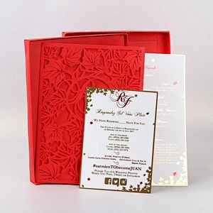 Hight-End Custom Luxury Gold Foil Stamping Wedding Invitation Box Laser Cut Invitation Card Set