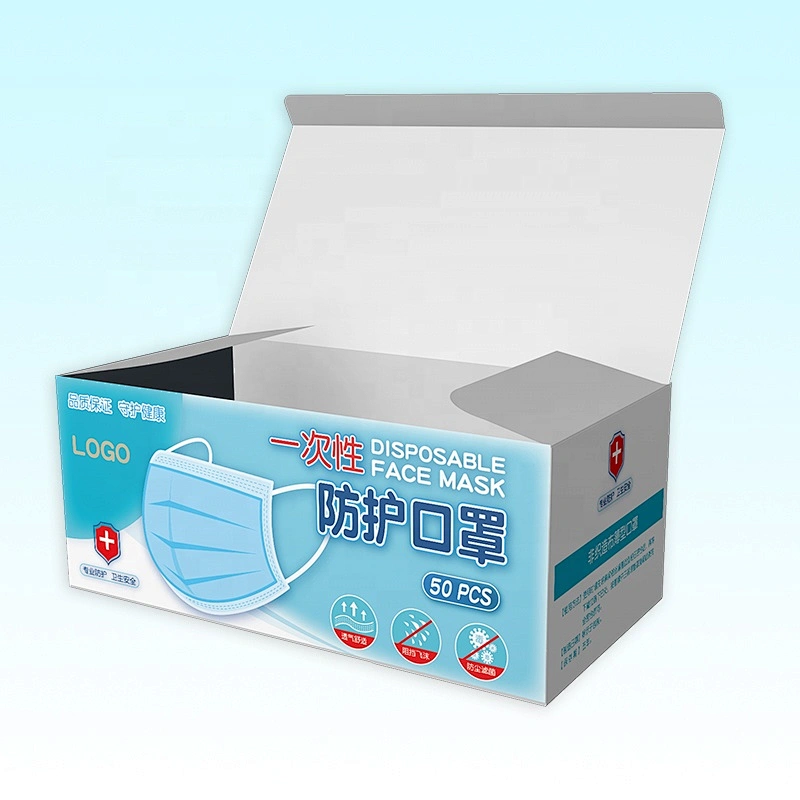 OEM Customize Surgical Face Mask Medicine Packaging Paper Box 50 PCS Face mask Box