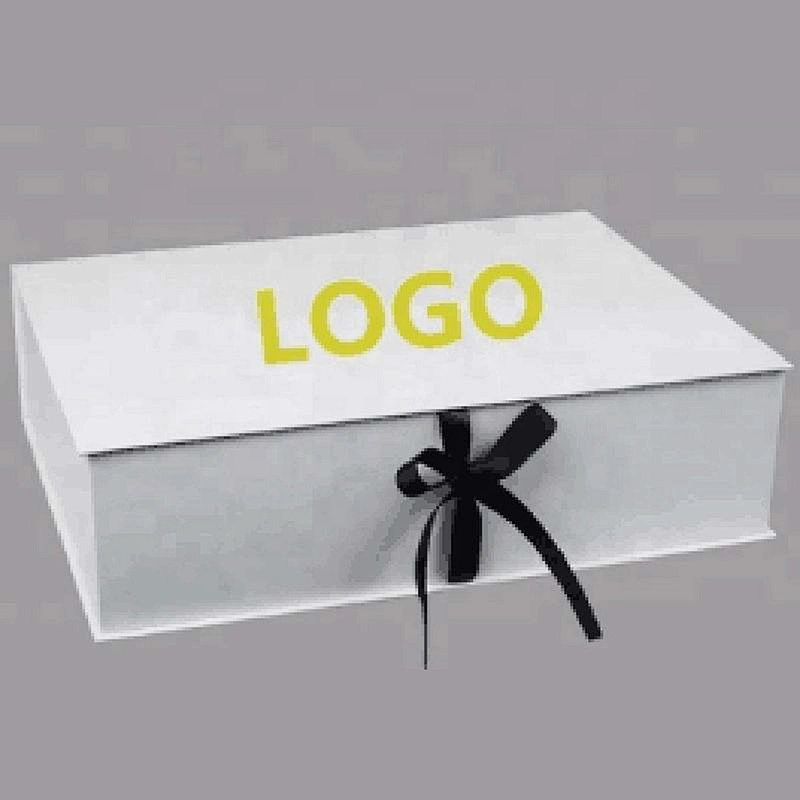 Custom logo cardboard paper gift lingerie box scarf packaging with ribbon closure