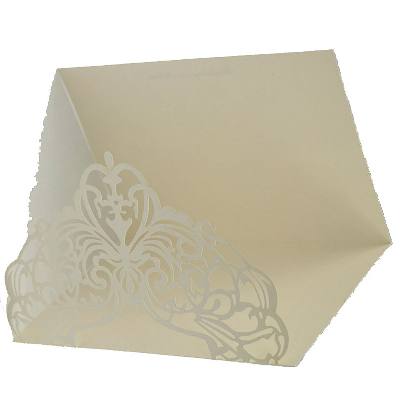 China Supply Wholesale Simple Laser Cut White Blank Wedding Invitations Greeting Card