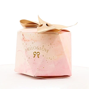New Diamond-Shaped Personality Creative Indian Wedding Favor Candy Manufacturers Paper Gift Boxes With Bow Ribbon