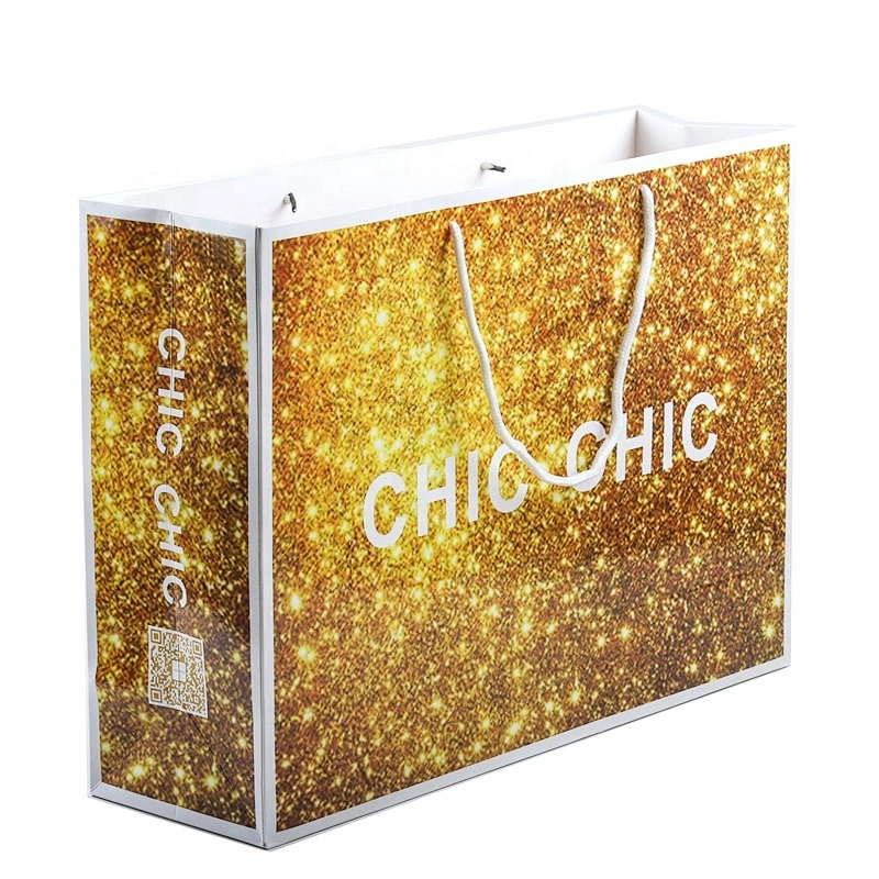 OEM Custom Luxury logo Gift Craft Shopping White Kraft Paper Bag With Handle factory