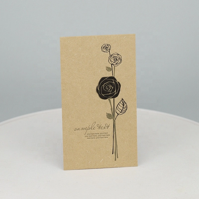 Hot Sale Luxury Embossing Rose Name Card Printing Natural Texture Paper Business Card