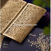 2017 Luxury Bride Dress Handmade Laser Cut Wedding Invitation Cards
