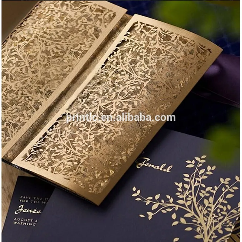 2017 Luxury Bride Dress Handmade Laser Cut Wedding Invitation Cards