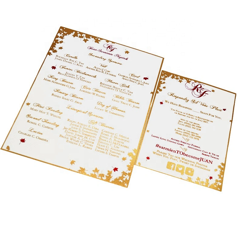 Luxury Red Love Tree Laser Cut Greeting Card Opening Gold Foil Hot Stamping Wedding Invitations
