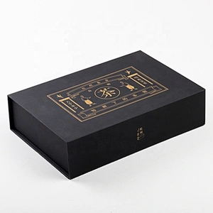 Luxury Custom Packing Tea Book Shape Magnetic Cardboard Gift Box With a Slotted Inner Carrier