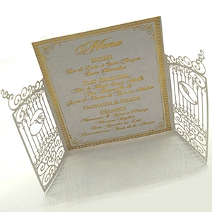 High-End Custom Elegant Laser Cut Hollow Out Ivory Greeting Card With Gold Foil Hot Stamping Wedding Invitation Card