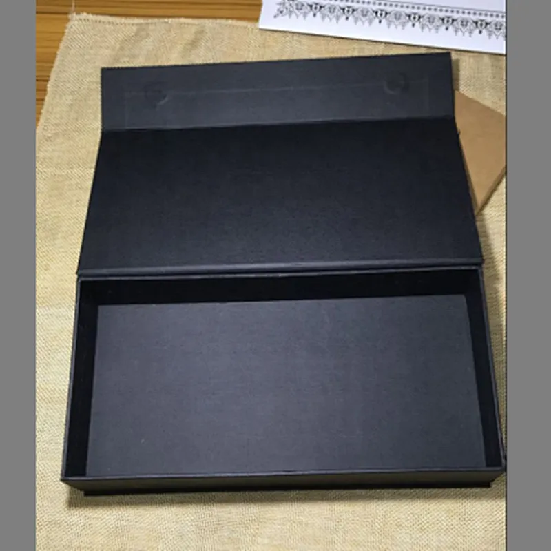 Black fancy texture paper hair package satin lined gift box