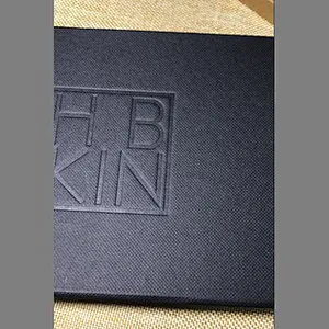 Black fancy texture paper hair package satin lined gift box