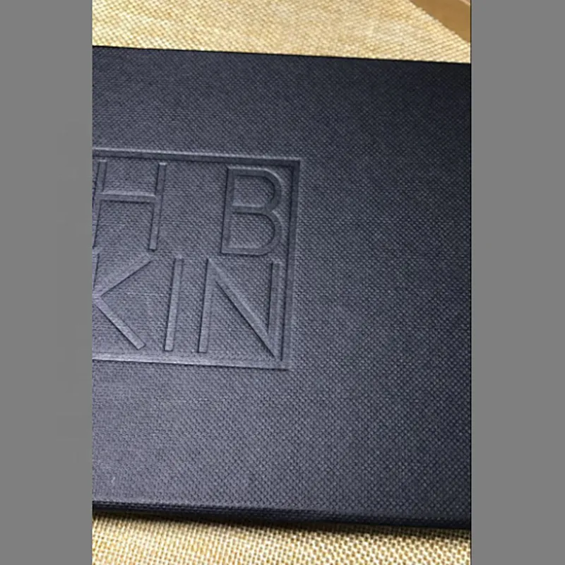 Black fancy texture paper hair package satin lined gift box