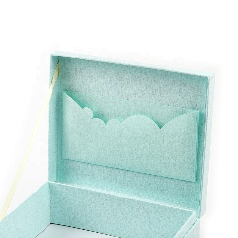 Luxury Customized Packaging Boxes Custom Logo Rigid Cardboard Invitation Gift Fashion Box With Ribbon Closure