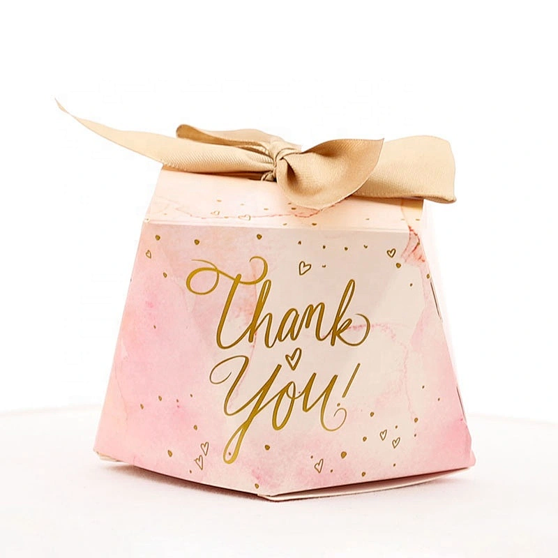 New Diamond-Shaped Personality Creative Indian Wedding Favor Candy Manufacturers Paper Gift Boxes With Bow Ribbon