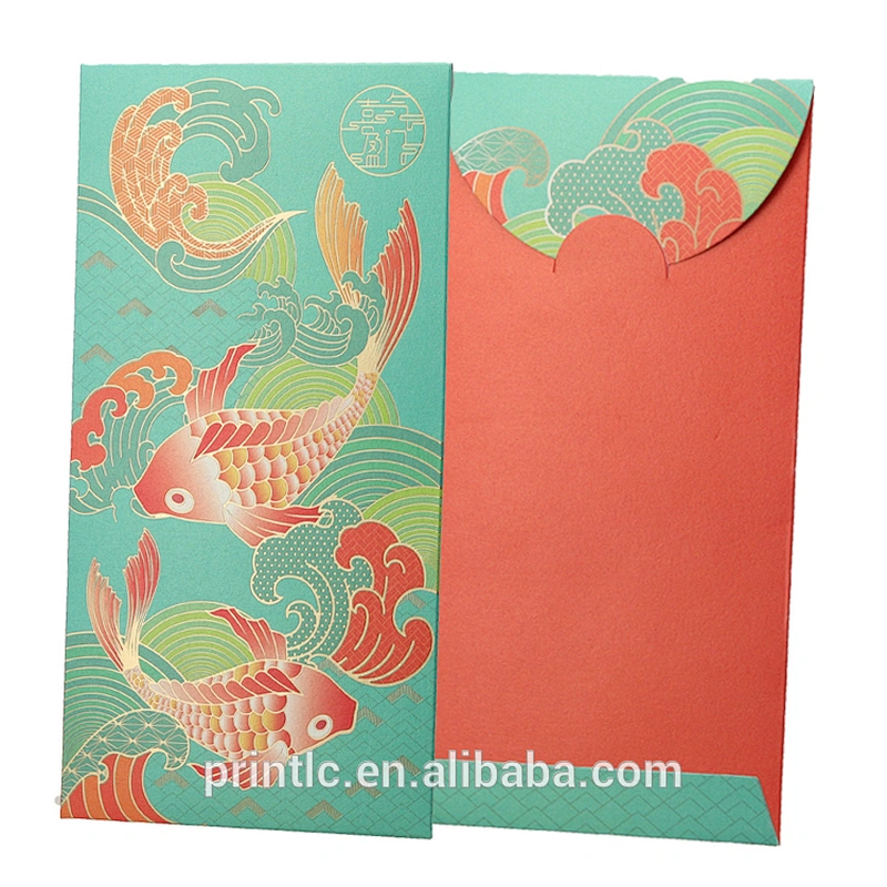 New Year's Red envelope with gold leaf design packaging hongbao gift money envelope custom design
