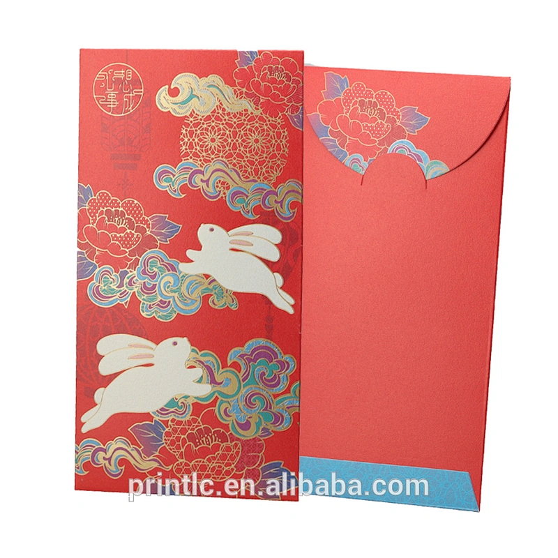 New Year's Red envelope with gold leaf design packaging hongbao gift money envelope custom design